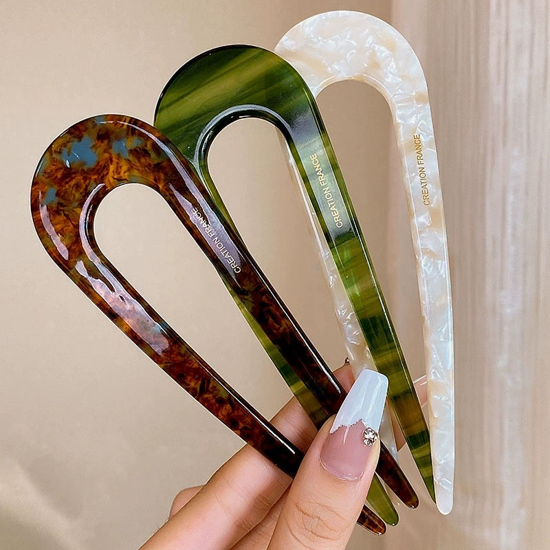 Long Acrylic U-Hair Forks – Sunset & Nature Tones