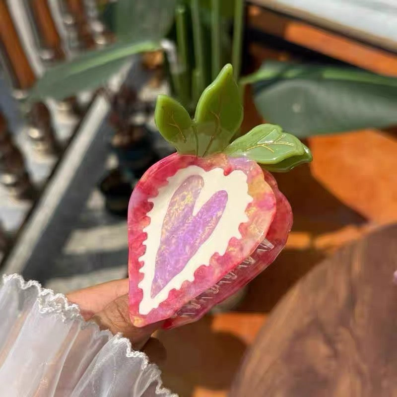 Heart Berry & Shell Hair Claw Set – 2pcs