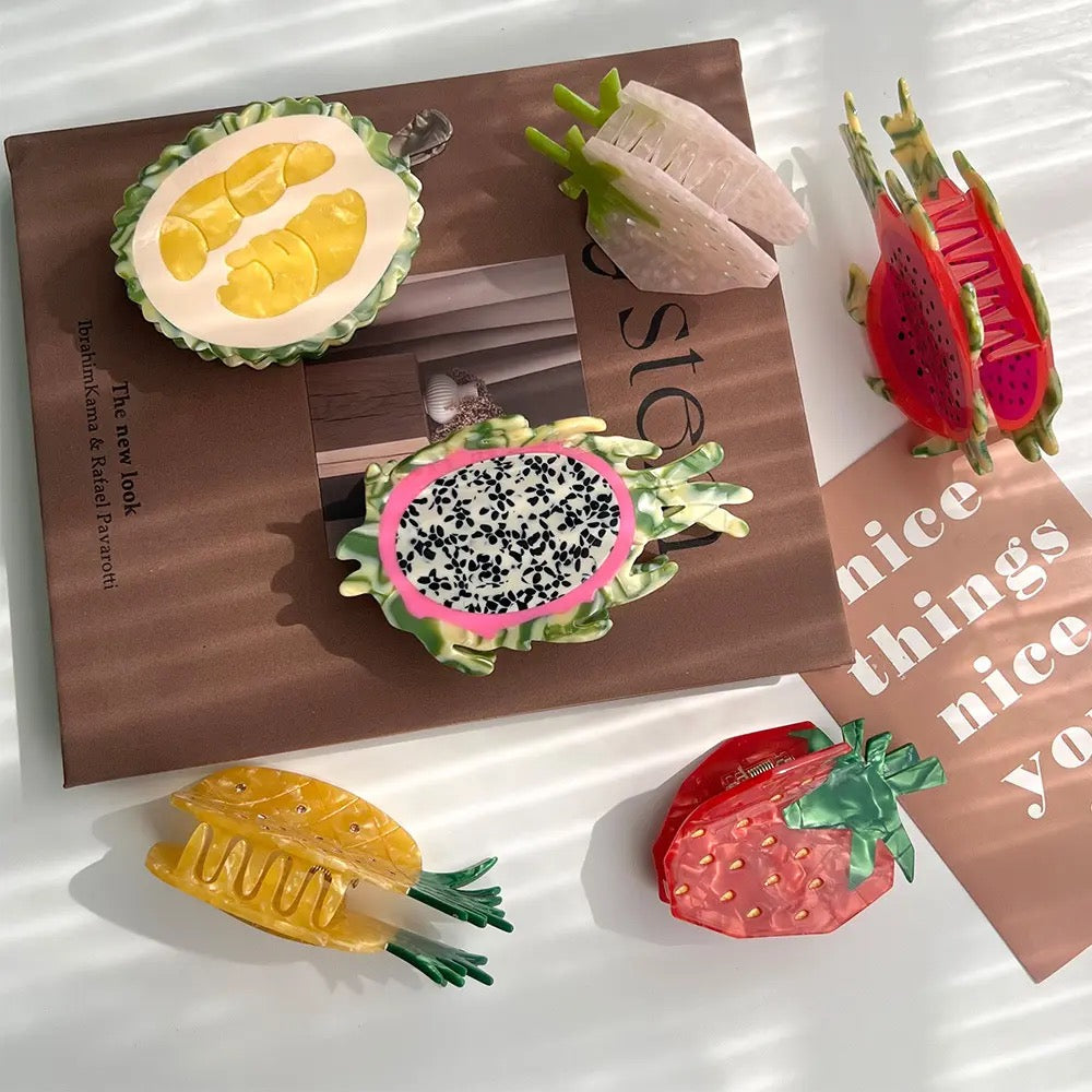 Tropical Fruit Hair Claw Collection - 6 pcs