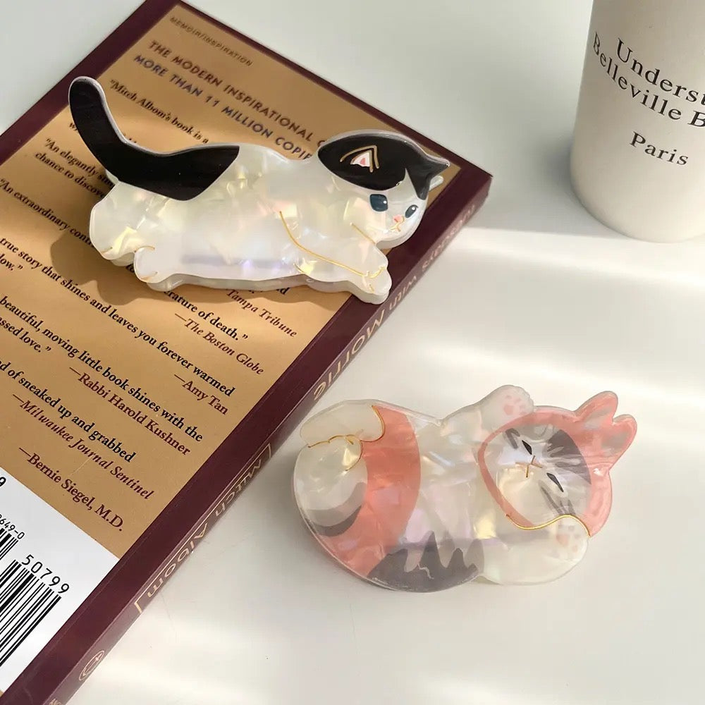 Cat & Cream Hair Claw Set – 2pcs