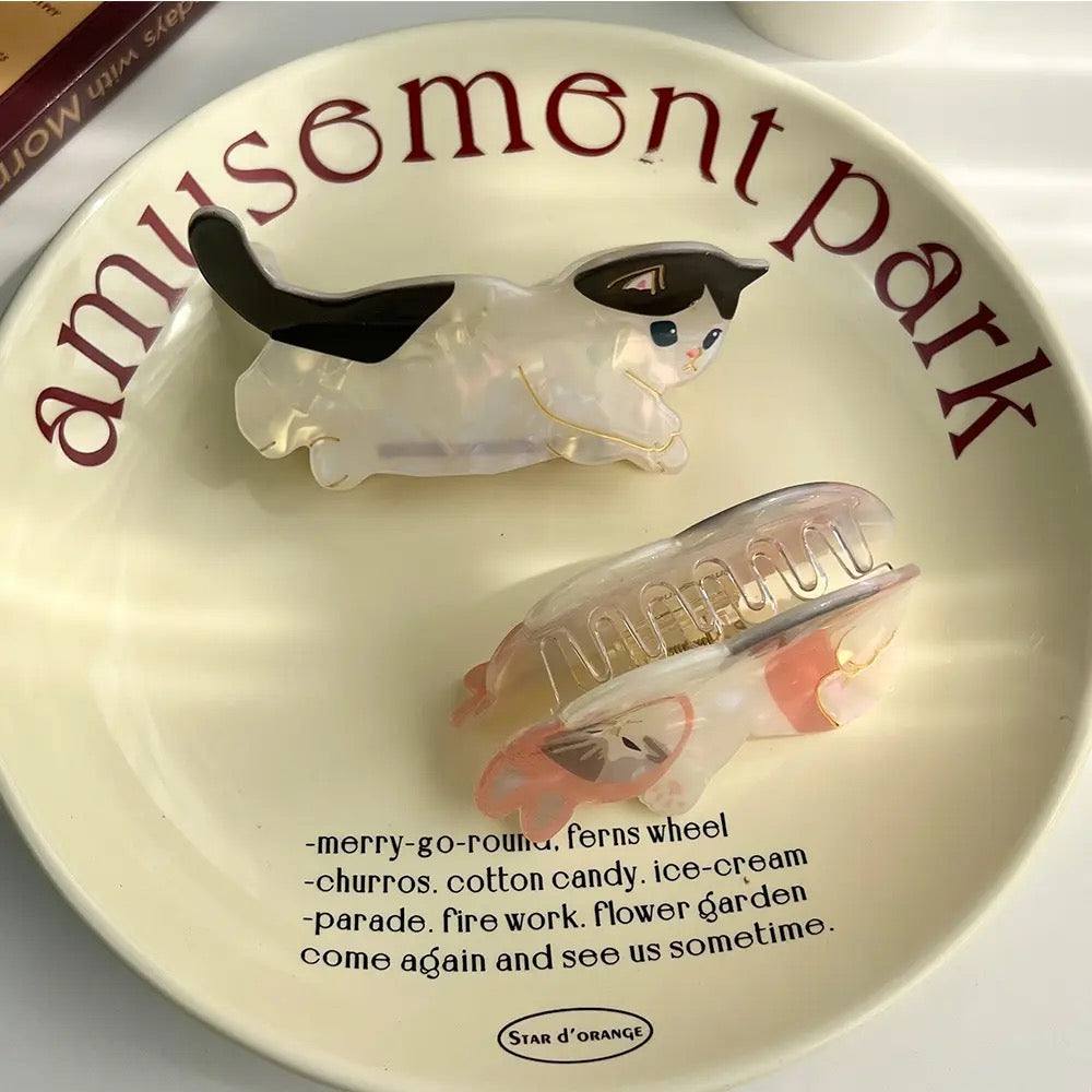 Cat & Cream Hair Claw Set – 2pcs