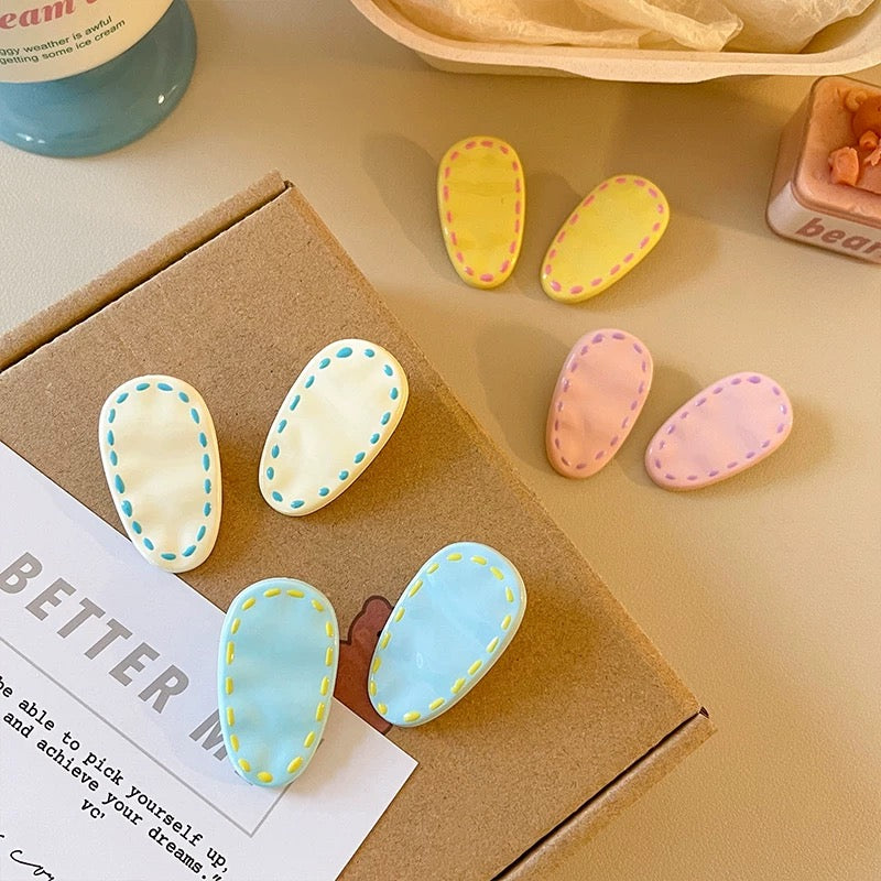 Stitched Candy Hair Clips – 8 pcs