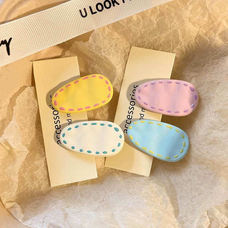 Stitched Candy Hair Clips – 8 pcs
