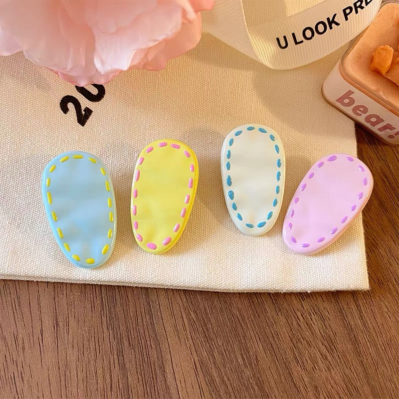 Stitched Candy Hair Clips – 8 pcs