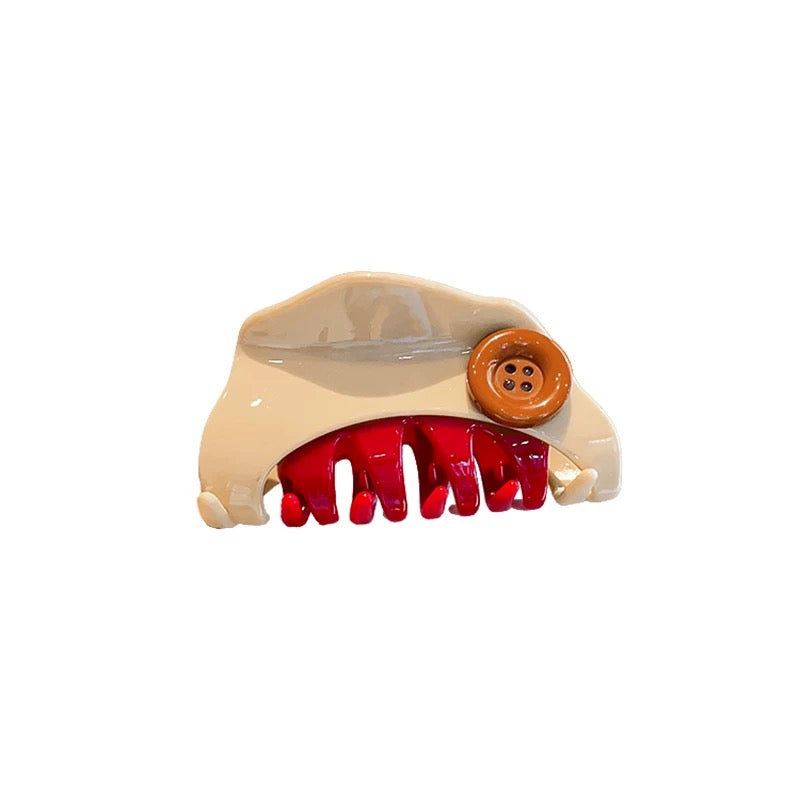 Button Accent Retro Hair Claw