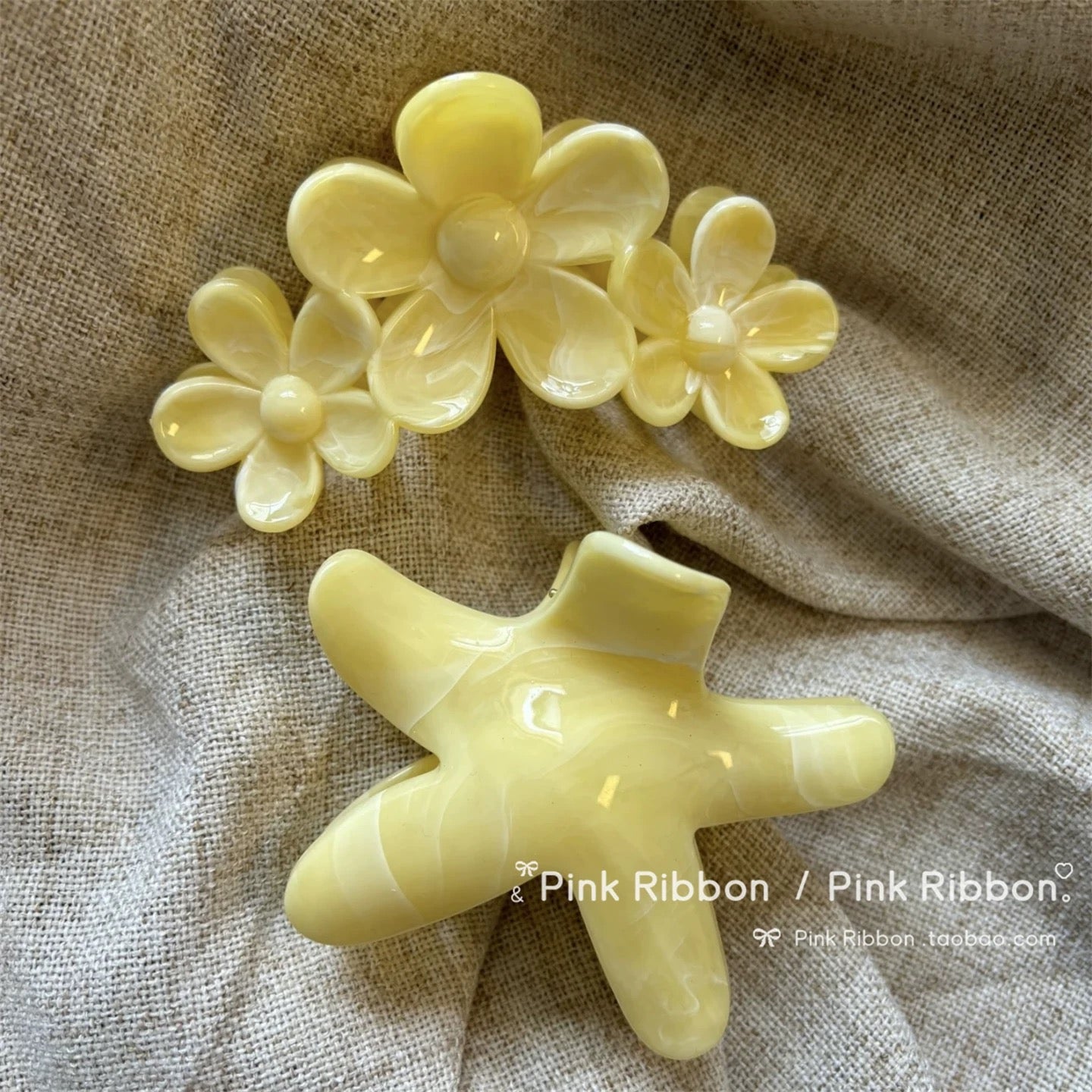 Yellow Flower Trio Hair Clip - 3 sets