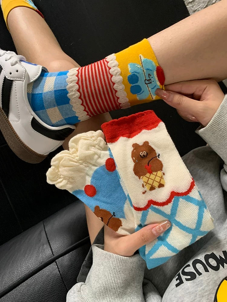 Ice Cream Party Socks – 3 Pairs Set