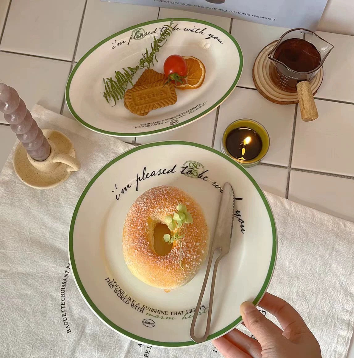 Romantic Ceramic Dinner Plates – “I’m Pleased to Be With You” Quote