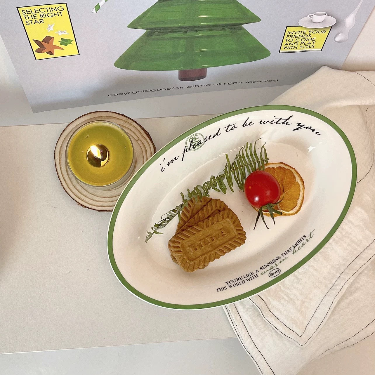 Romantic Ceramic Dinner Plates – “I’m Pleased to Be With You” Quote