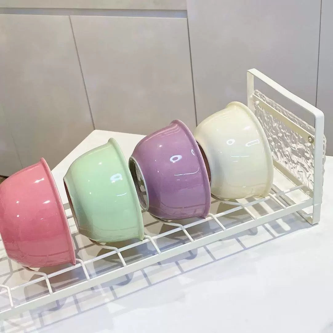Pastel Ceramic Bowls with Matching Spoons – Colorful Kitchen Set