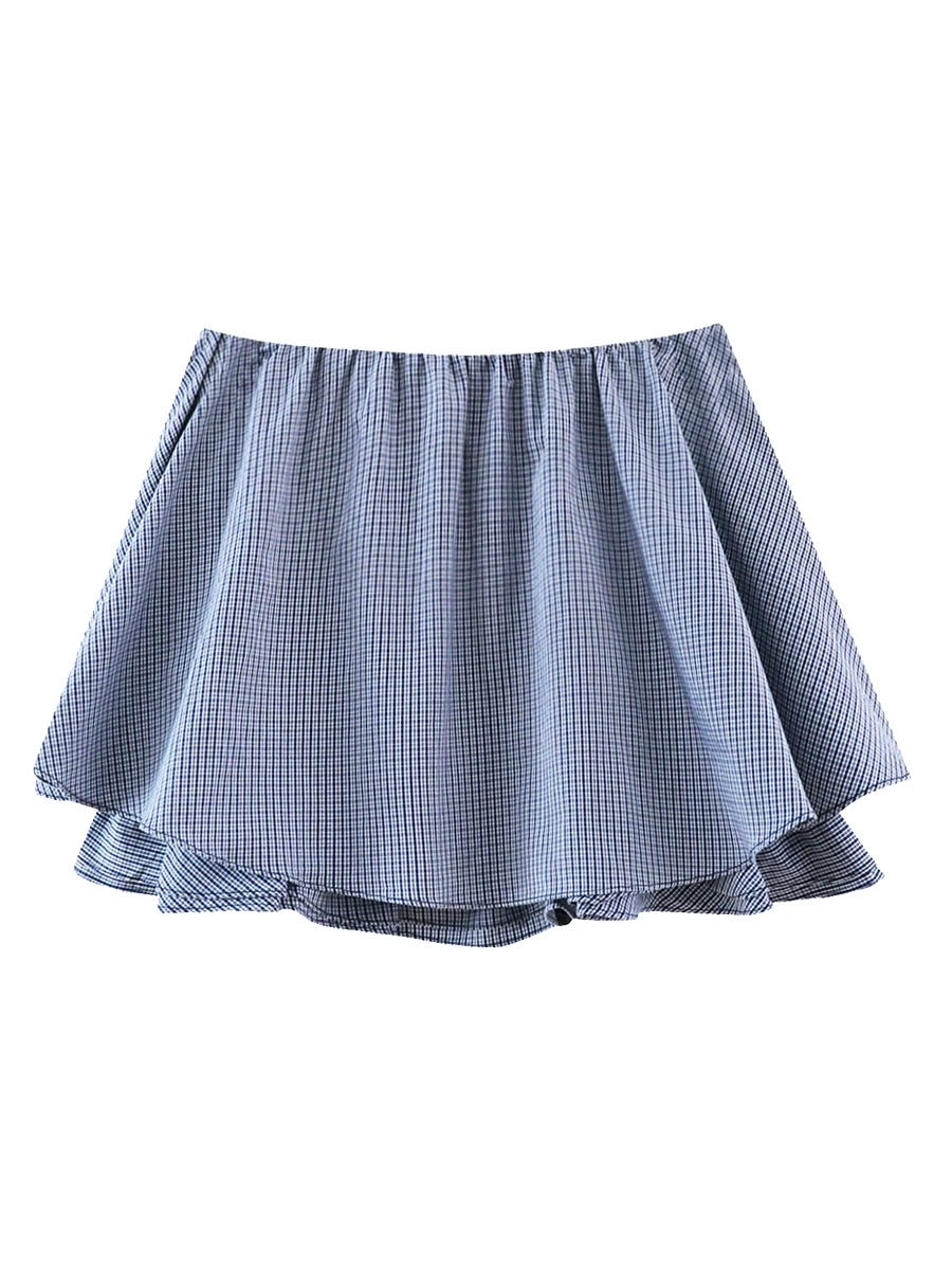 Gingham Ruffle Mini Skirt