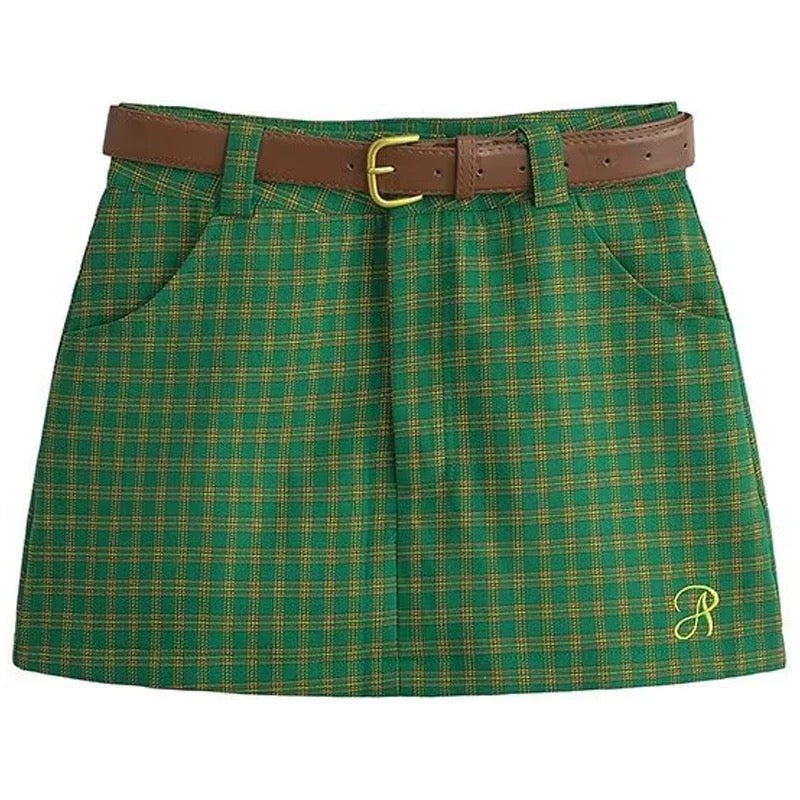 Gingham Monogramed Golf Mini Skirt