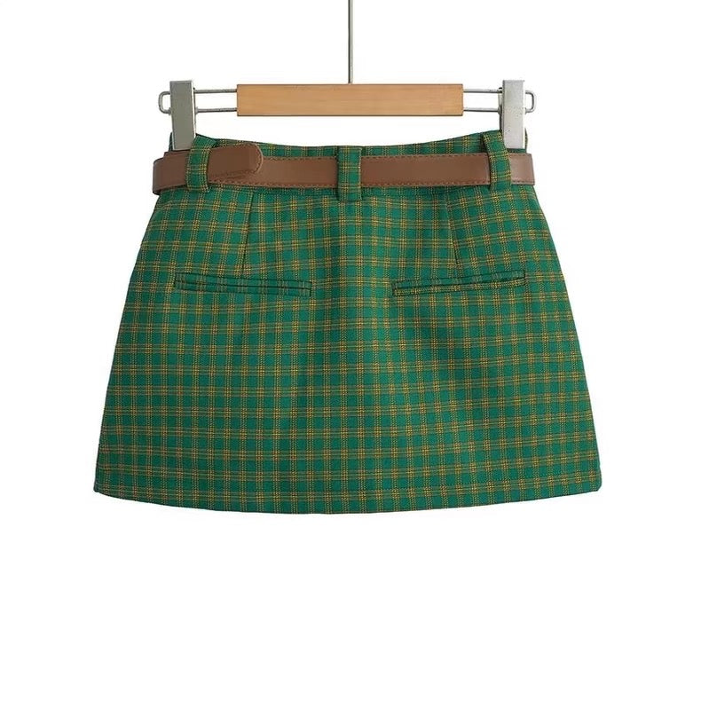 Gingham Monogramed Golf Mini Skirt