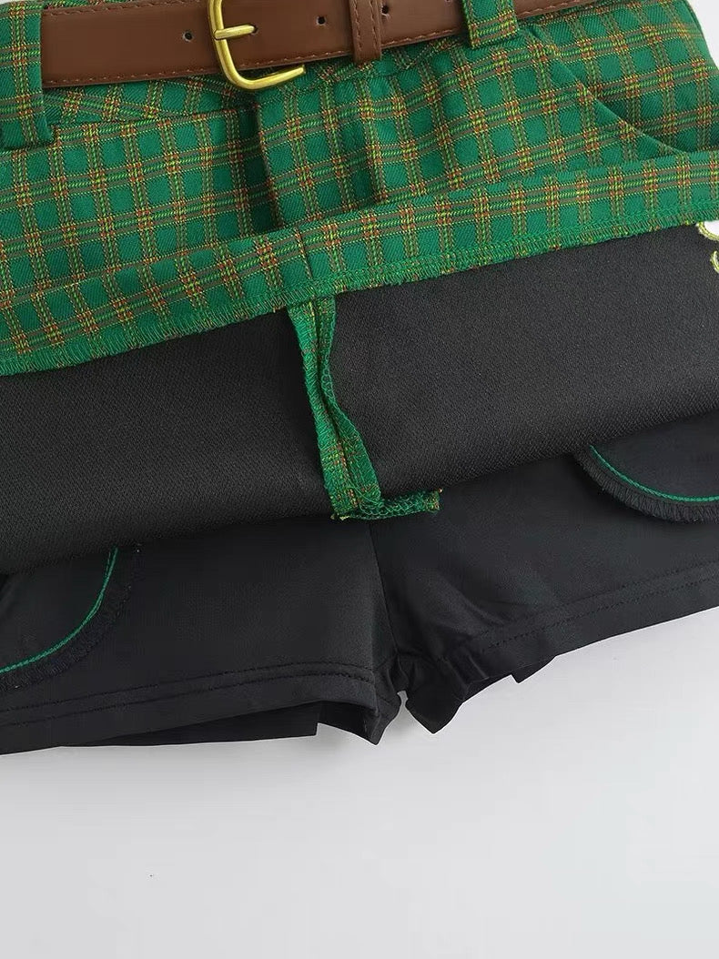 Gingham Monogramed Golf Mini Skirt
