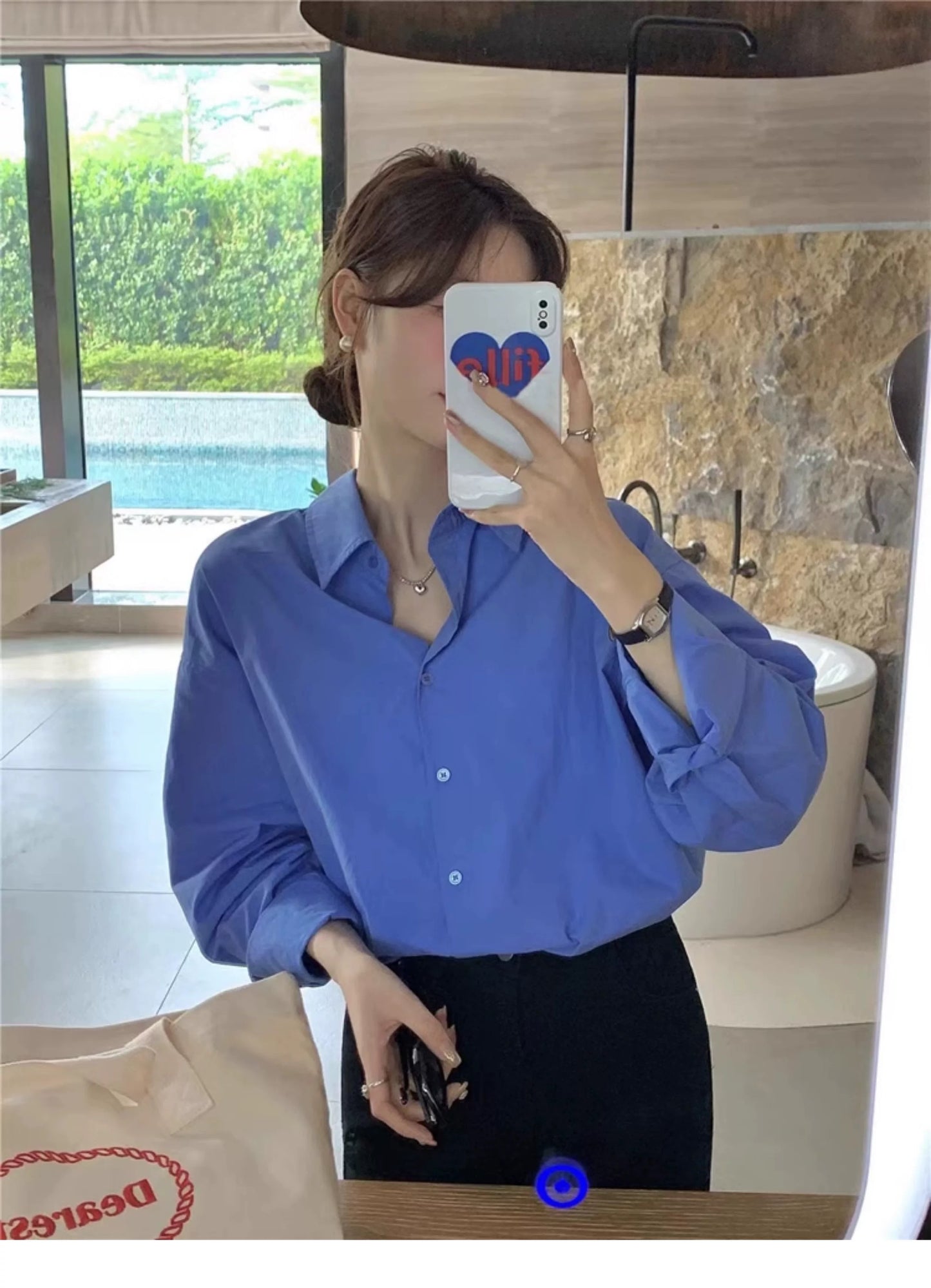 Oversized Button-Down Shirt – Casual Chic Cotton Blouse