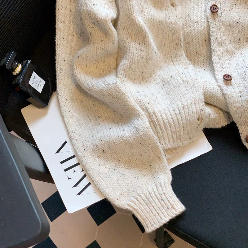 Cream Knit Cardigan & Matching Tank Top – Neutral Knitwear Set