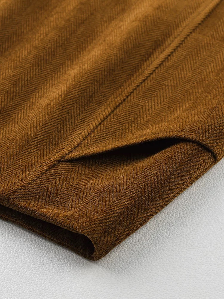 Wool Blend Midi A-Line Skirt