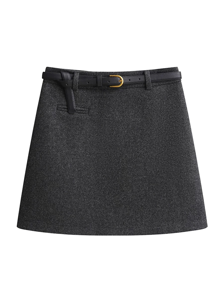 Wool Blend A-Line Mini Skirt