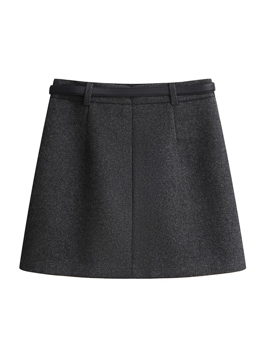 Wool Blend A-Line Mini Skirt