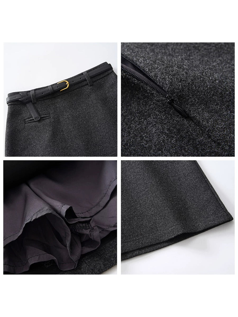 Wool Blend A-Line Mini Skirt