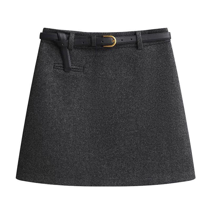 Wool Blend A-Line Mini Skirt