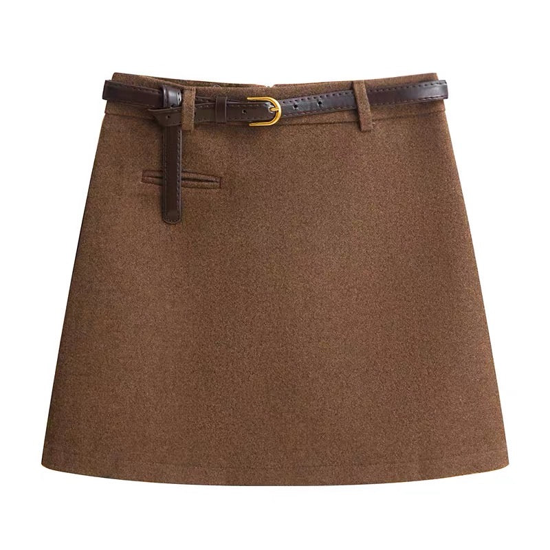 Wool Blend A-Line Mini Skirt