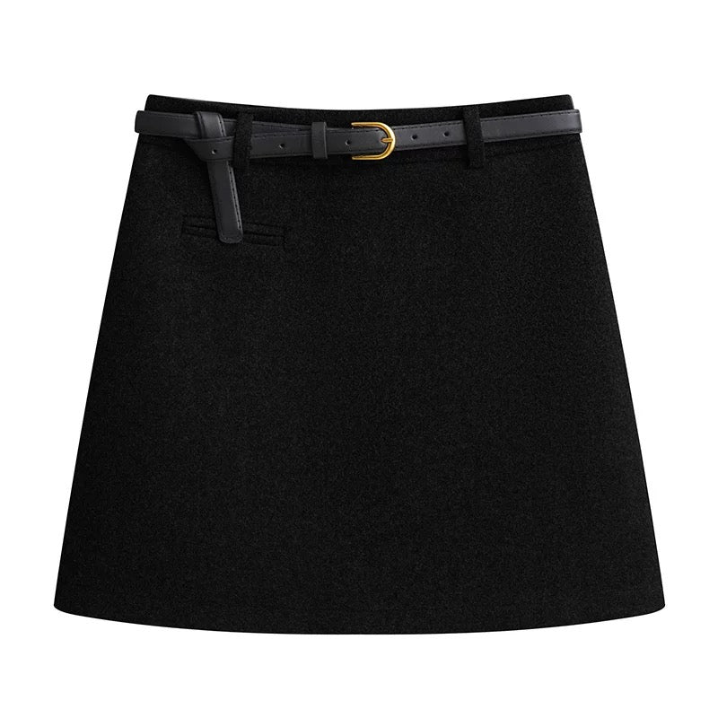 Wool Blend A-Line Mini Skirt
