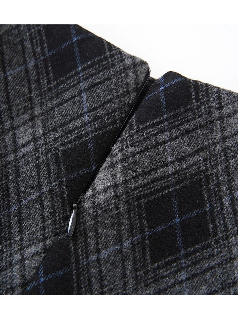 Gingham Corduroy A-Line Mini Skirt With Belt