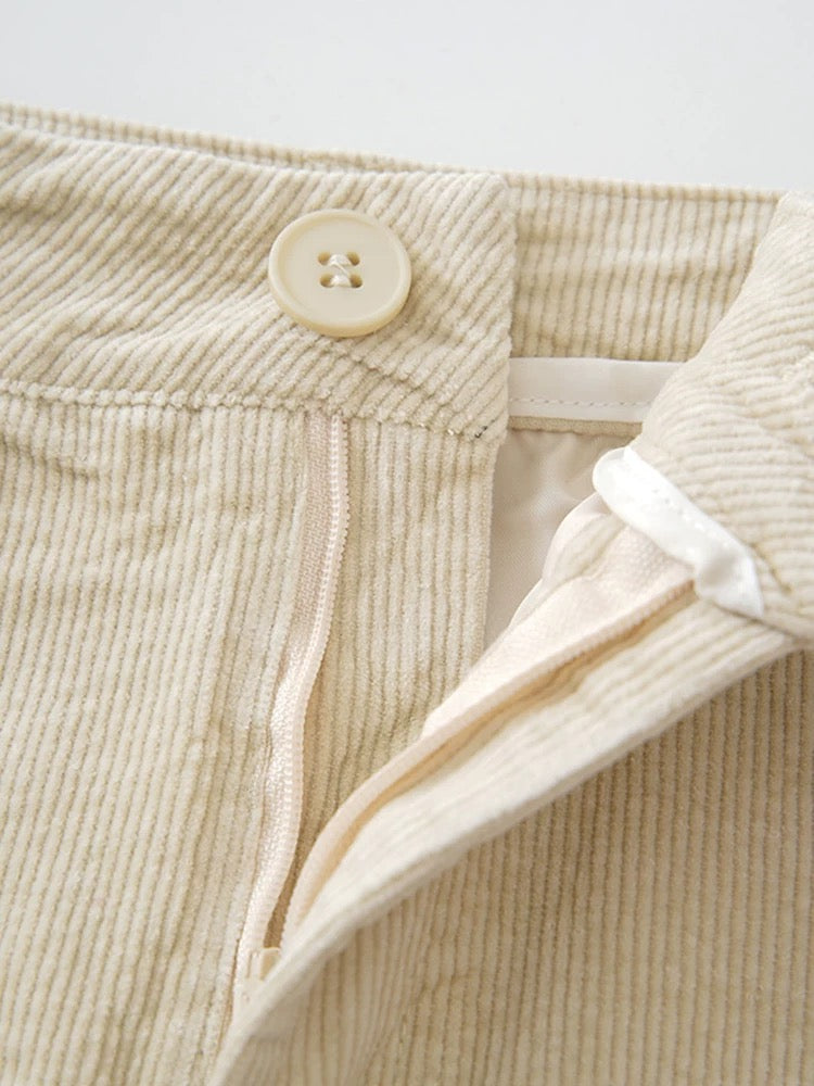 Corduroy A-Line Mini Skirt With Belt
