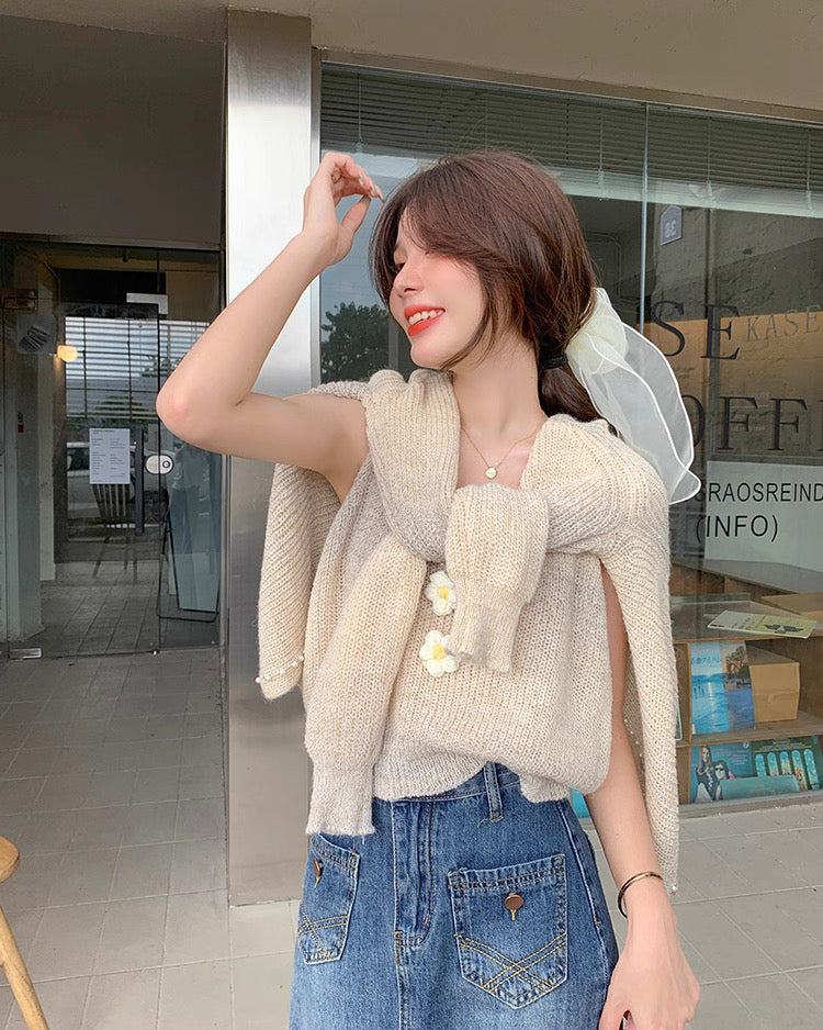 Knit Cardigan & Daisy Camisole Set – Soft Feminine Knitwear