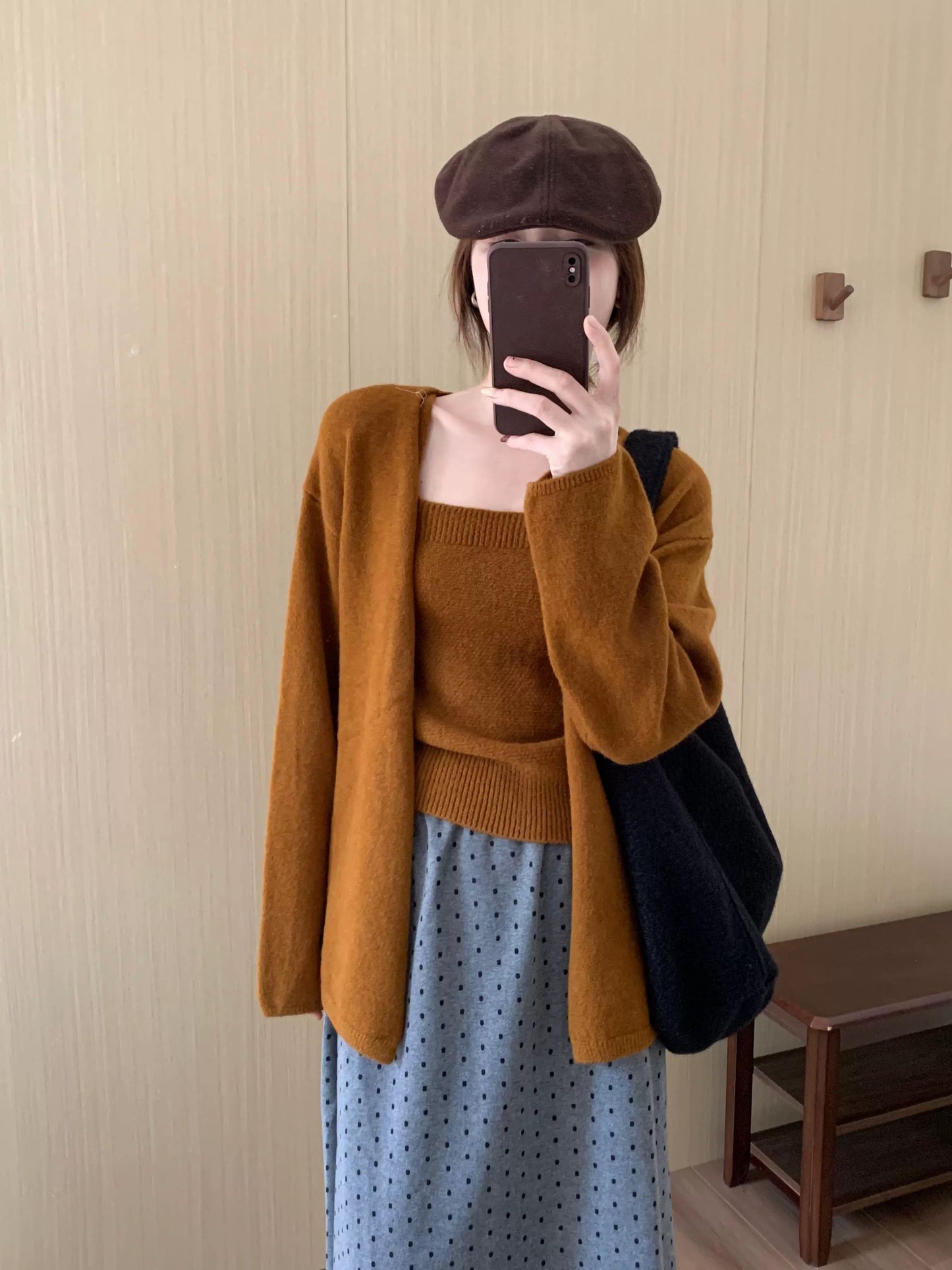 Mid length Knit Cardigan and Tank Top Set – Minimal Chic Outfit