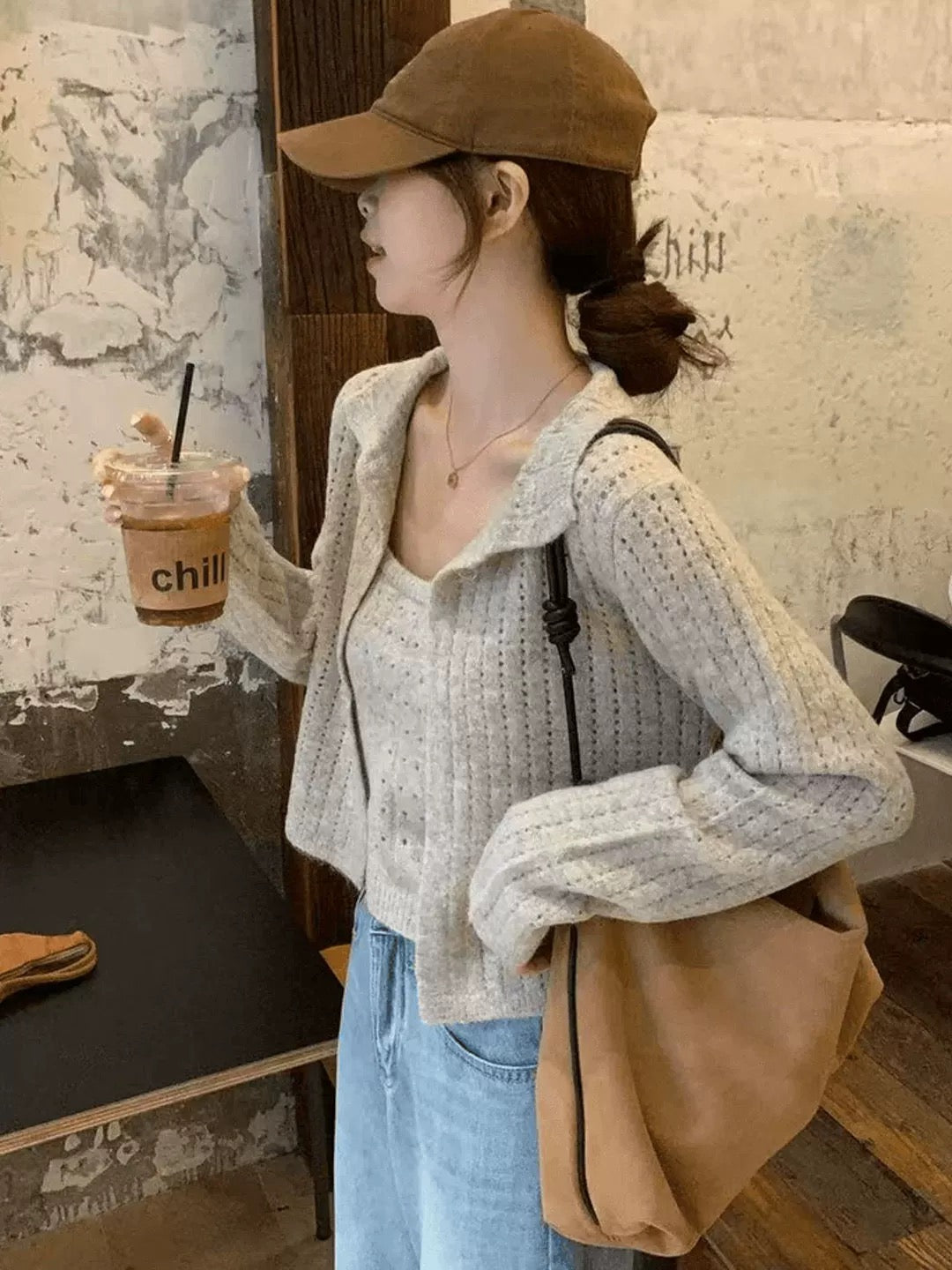 Knit Cardigan and Tank Top Set – Casual Layering Knitwear
