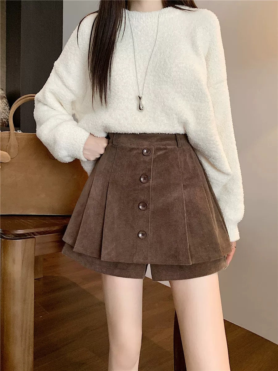 Corduroy Button-Down Mini Skirt