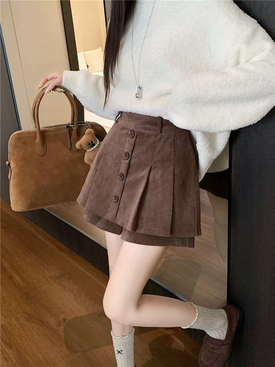 Corduroy Button-Down Mini Skirt