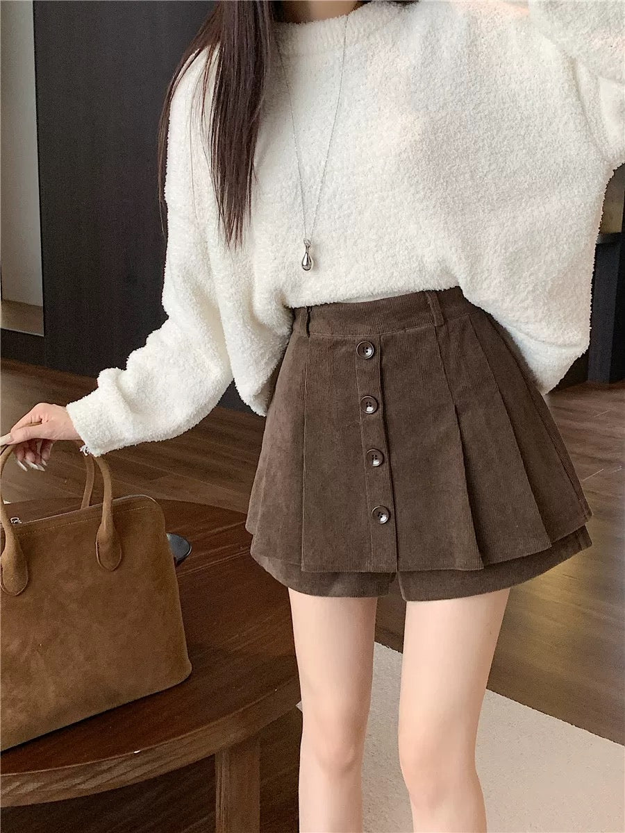 Corduroy Button-Down Mini Skirt