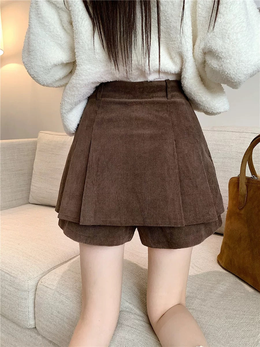 Corduroy Button-Down Mini Skirt