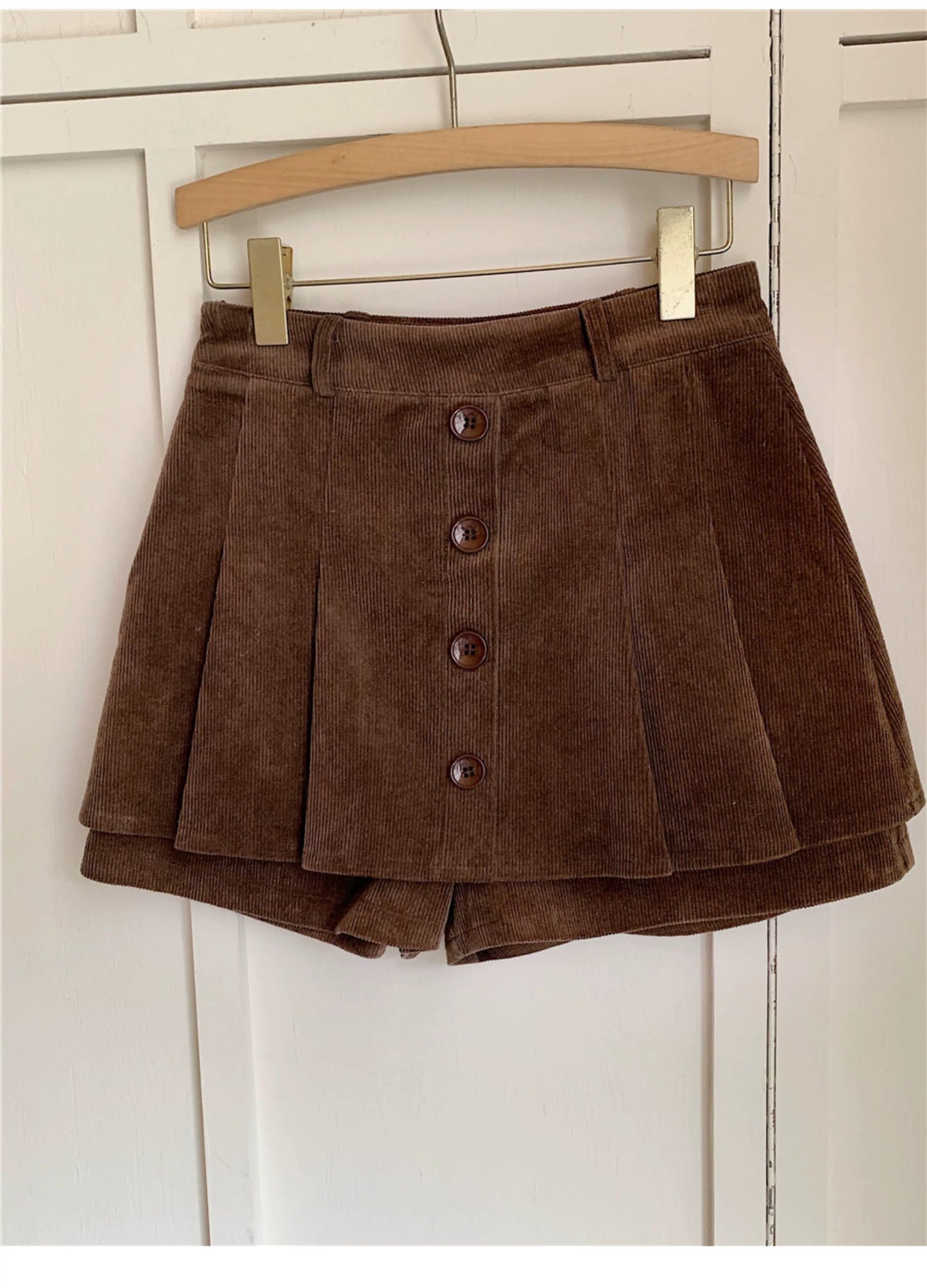 Corduroy Button-Down Mini Skirt
