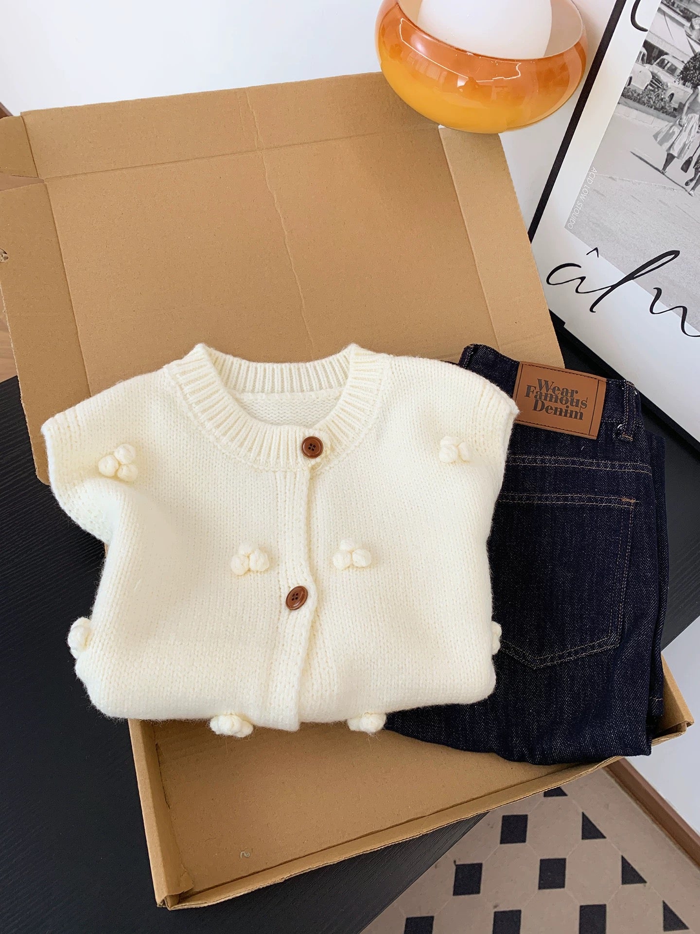 Cream Knit Vest with Pom Pom Details – Button Down Sweater Vest