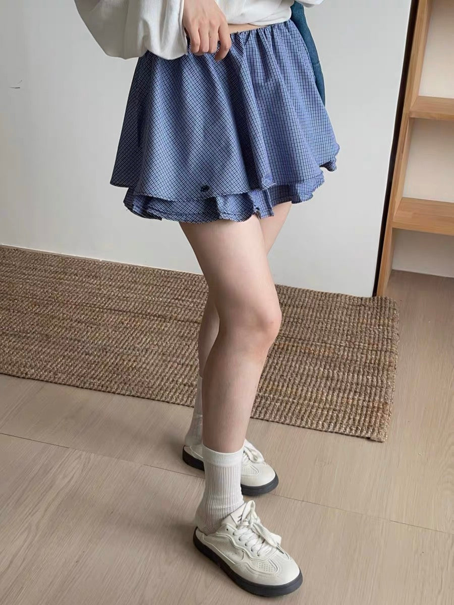 Gingham Ruffle Mini Skirt