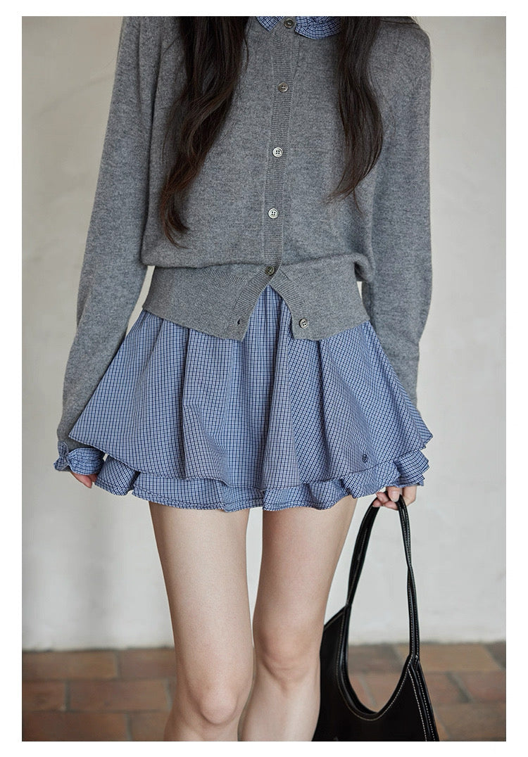 Gingham Ruffle Mini Skirt