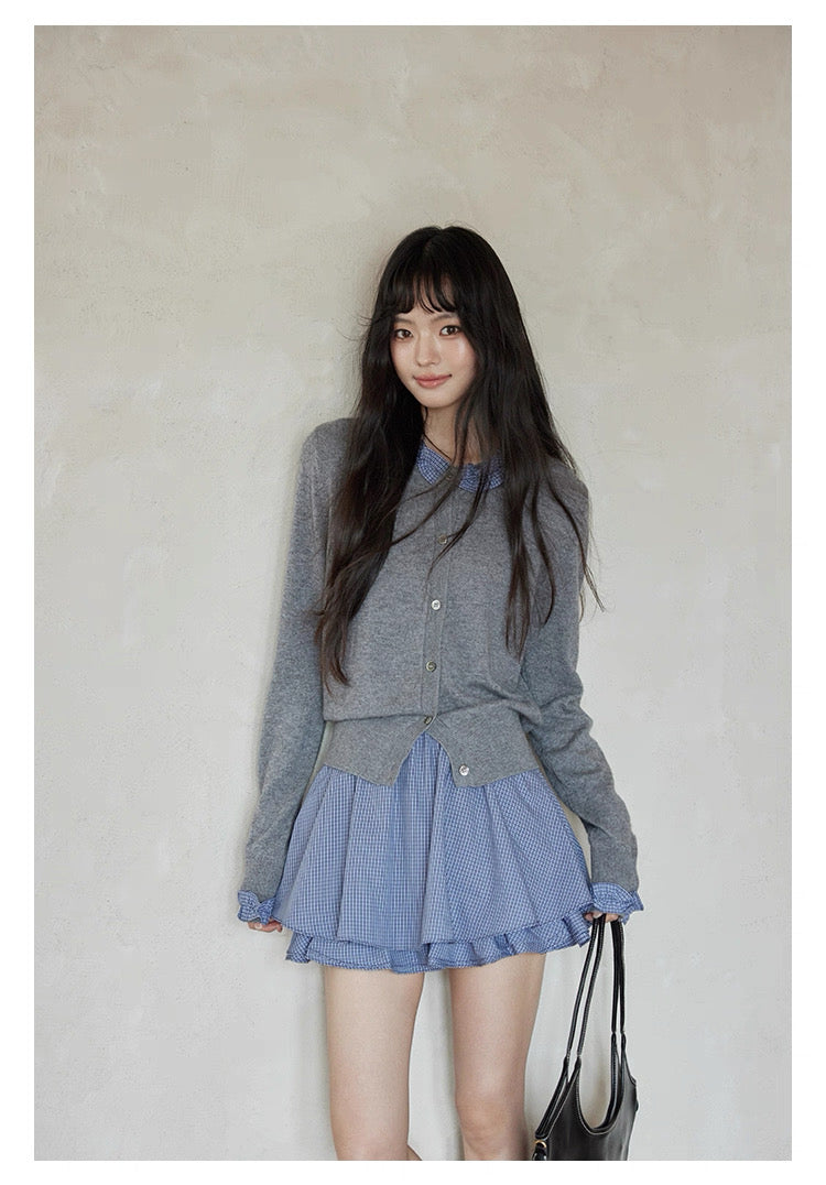Gingham Ruffle Mini Skirt