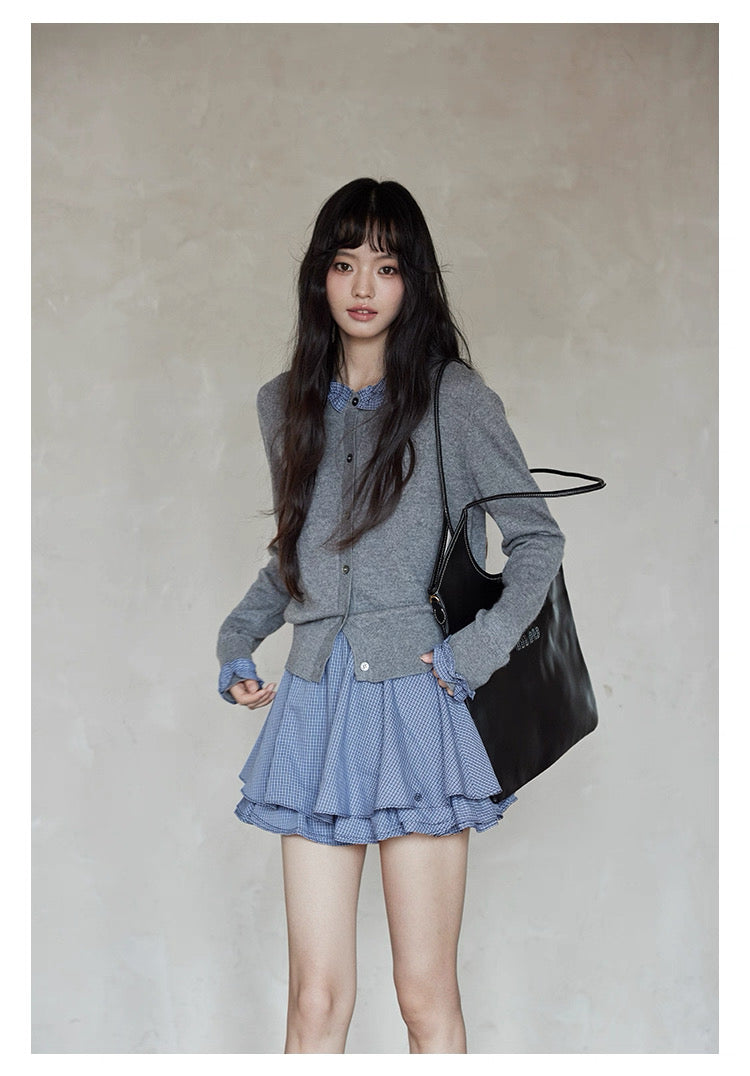 Gingham Ruffle Mini Skirt