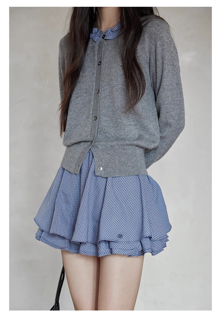 Gingham Ruffle Mini Skirt