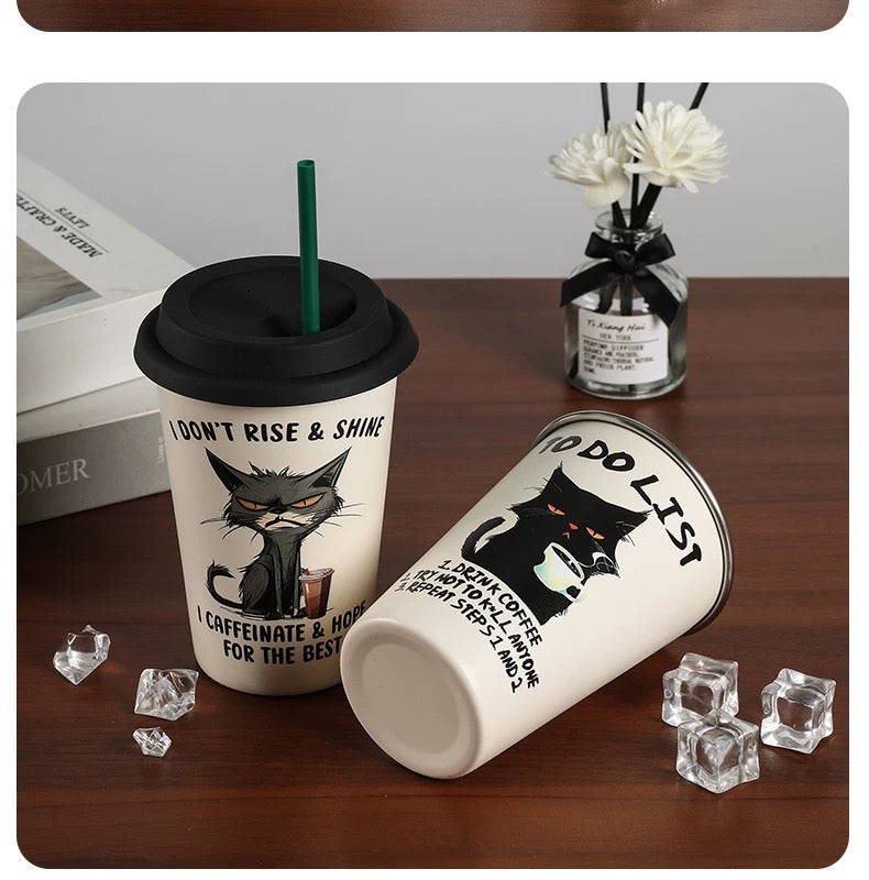 Funny Cat Travel Coffee Cups – Reusable Eco Mugs with Lids
