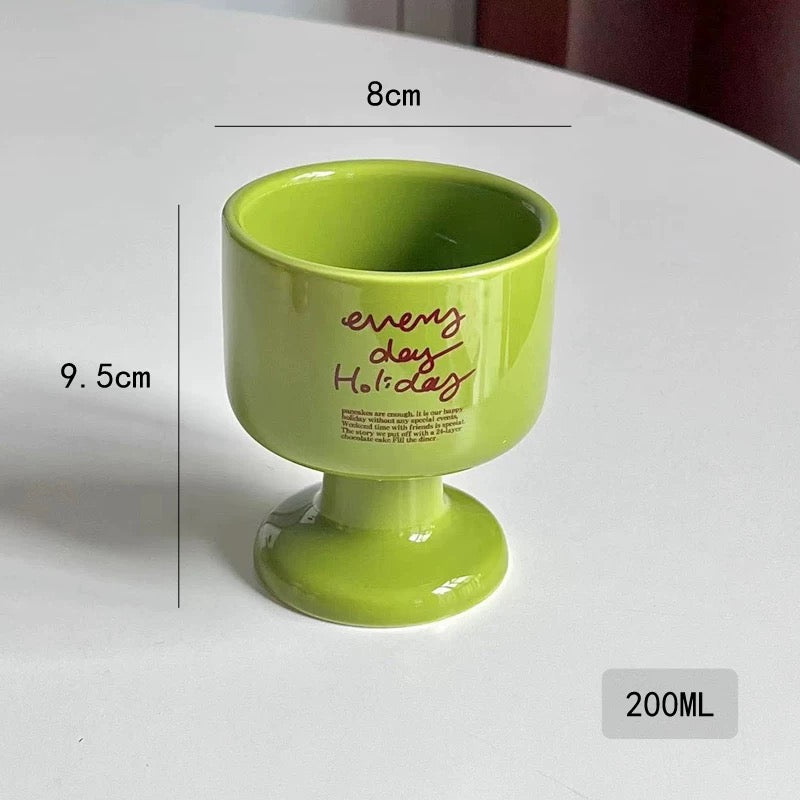 “Everyday Holiday” Pedestal Cups – Colorful Ceramic Goblets
