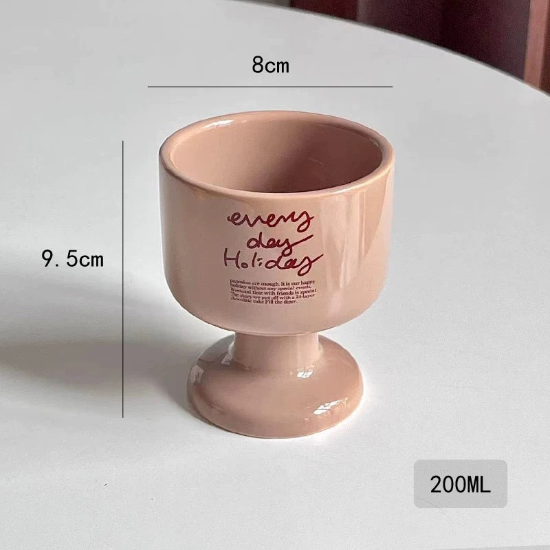 “Everyday Holiday” Pedestal Cups – Colorful Ceramic Goblets