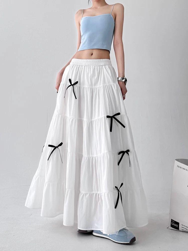 Tiered Maxi Skirt with Bows
