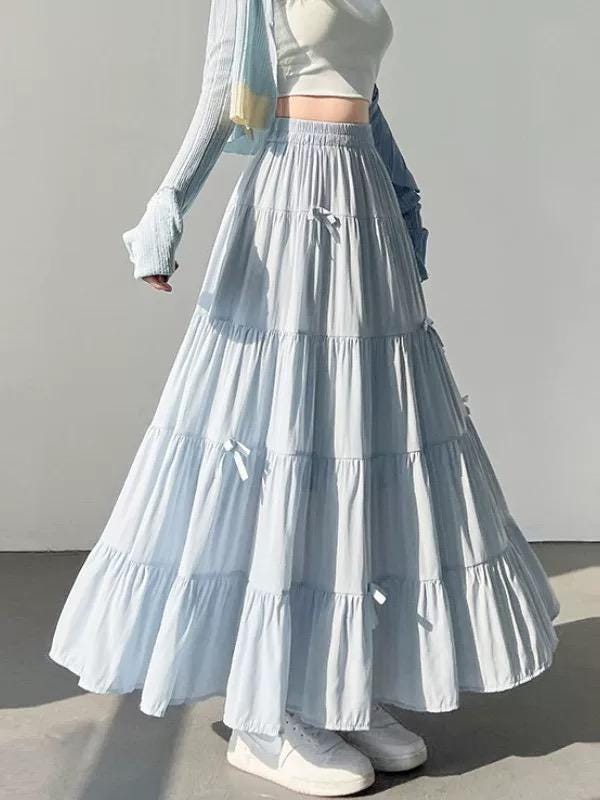 Tiered Maxi Skirt with Bows