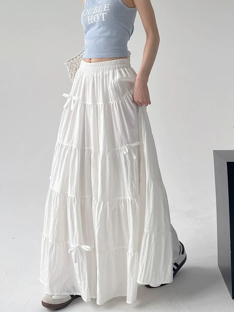 Tiered Maxi Skirt with Bows