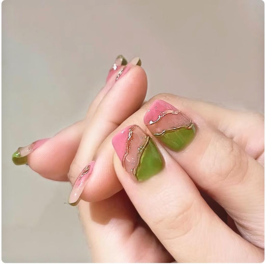 Stained Glass Style Gel Press-on Nails